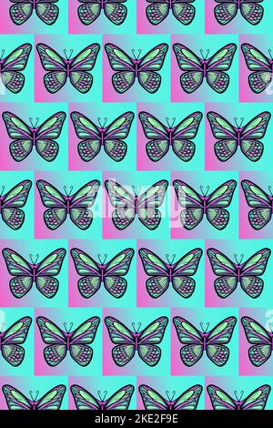 Belle farfalle vettoriali con effetto olografico, senza cuciture Illustrazione Vettoriale