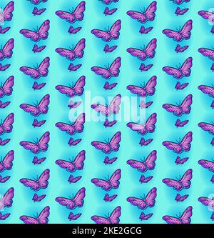 Ornamento di falena senza cuciture, colori brillanti, forme vettoriali punchy Illustrazione Vettoriale