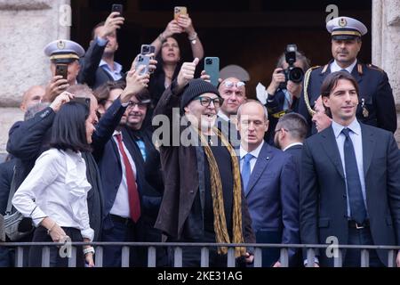 Roma, Italia. 09th Nov 2022. Il cantante italiano Vasco Rossi arriva al Campidoglio Palace di Roma (Foto di Matteo Nardone/Pacific Press) Credit: Pacific Press Media Production Corp./Alamy Live News Foto Stock