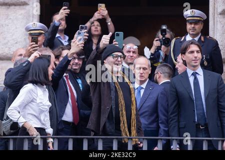 Roma, Italia. 09th Nov 2022. Il cantante italiano Vasco Rossi arriva al Campidoglio Palace di Roma (Foto di Matteo Nardone/Pacific Press/Sipa USA) Credit: Sipa USA/Alamy Live News Foto Stock