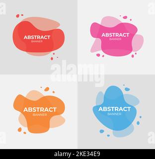 Astratto moderna cornice colorata forma liquida, insieme di elementi grafici fluidi moderni, illustrazione vettoriale. Illustrazione Vettoriale