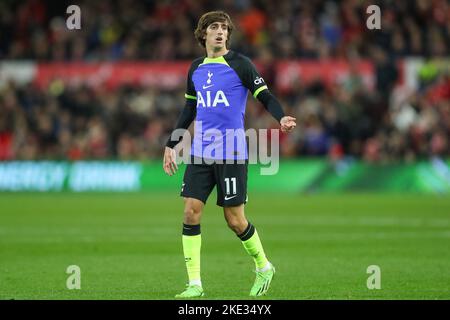 Nottingham, Regno Unito. 09th Nov 2022. Bryan Gil #11 di Tottenham Hotspur durante la partita del terzo round della Carabao Cup Nottingham Forest vs Tottenham Hotspur a City Ground, Nottingham, Regno Unito, 9th novembre 2022 (Photo by Gareth Evans/News Images) a Nottingham, Regno Unito il 11/9/2022. (Foto di Gareth Evans/News Images/Sipa USA) Credit: Sipa USA/Alamy Live News Foto Stock