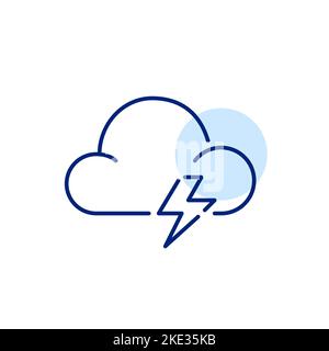 Cloud con fulmini. Icona delle previsioni meteo di Thunderstorm. Pixel Perfect, disegno di traccia modificabile Illustrazione Vettoriale
