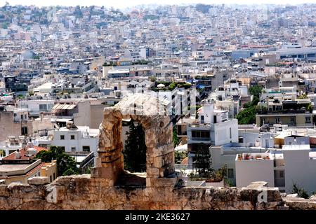 Vista sul tetto di Atene Grecia dall'Acropoli Foto Stock