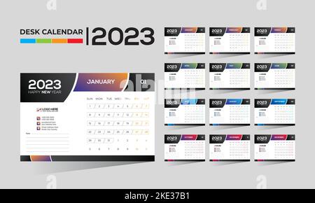 progettazione di calendari vettoriali per desktop 2023 Illustrazione Vettoriale