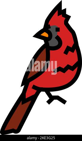 northern cardinal bird icona di colore esotico vettore illustrazione Illustrazione Vettoriale