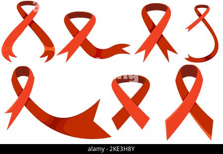 Simbolo della Giornata mondiale dell'AIDS con illustrazione di nastri rossi Illustrazione Vettoriale