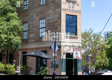 Hero of Waterloo Public House a Millers Point Sydney, sostiene di essere il più antico pub dell'Australia, costruito nel 19th ° secolo, nel centro di Sydney, NSW, Australia Foto Stock