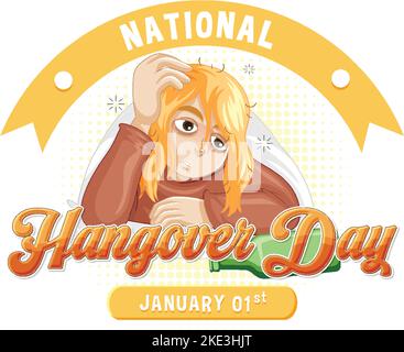 Happy National Hangover Day illustrazione Illustrazione Vettoriale