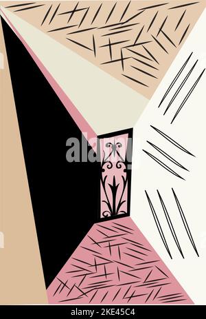 Vista prospettica dell'interno di una stanza Illustrazione Vettoriale