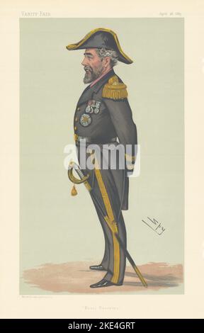 VANITY FAIR SPY CARTOON retro-ammiraglio Sir Anthony Hoskins 'Naval Reserves' 1883 Foto Stock
