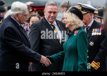 Westminster Abbey, Londra, Regno Unito. 10th novembre 2022. Sua Maestà la Regina Consorte, Patrona della fabbrica di papaveri, partecipa al 94th° anno del campo della memoria all'Abbazia di Westminster. Foto di Amanda Rose/Alamy Live News Foto Stock