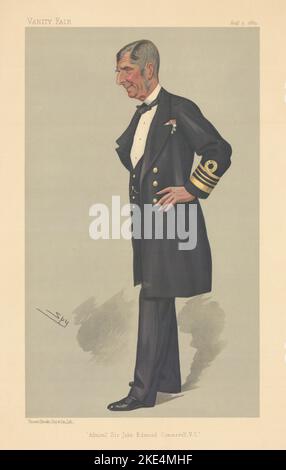 VANITY FAIR SPY CARTOON 'Ammiraglio Sir John Edmund Commerell' Royal Navy 1889 Foto Stock