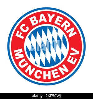 Vinnitsa, Ucraina - 19 ottobre 2022: Logo della squadra di calcio bavarese, Bayern Munchen. Illustrazione editoriale vettoriale Illustrazione Vettoriale