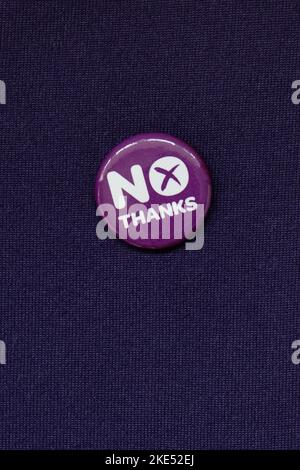 Scottish Independence referendum 2014 Better Together 'No Thanks' badge campagna - Scotland UK Foto Stock