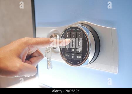 Blocco del quadrante sicuro sfondo da vicino Foto Stock