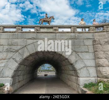 Statua di Ulisse S. Grant sopra il tunnel nel Chicago Lincoln Park Foto Stock