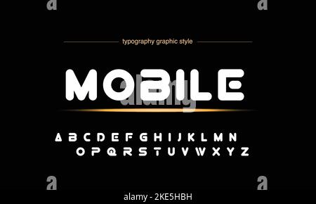 Set di lettere font minimal tech per lo sport. Carattere vettoriale di lusso per azienda. Design moderno del logo dei font di gioco. Illustrazione Vettoriale