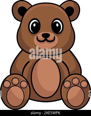 Un grazioso orsetto di peluche in stile cartoon isolato su uno sfondo bianco verticale. Illustrazione Vettoriale