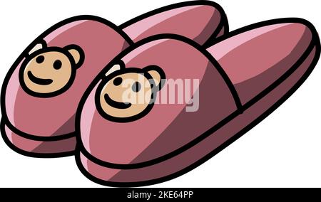 Un paio di pantofole rosa isolate su sfondo bianco. Illustrazione Vettoriale