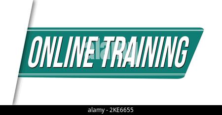 Disegno di banner o nastro di formazione online su sfondo bianco, illustrazione vettoriale Illustrazione Vettoriale