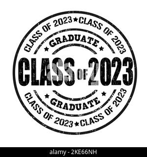 Classe di 2023 francobollo in gomma grunge bianco, illustrazione vettoriale Illustrazione Vettoriale