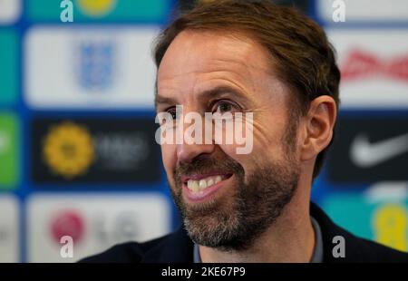 Burton on Trent, Inghilterra, 10th novembre 2022. Gareth Southgate manager d'Inghilterra annuncia la sua squadra di Coppa del mondo 2022 al centro di addestramento di St George's Park, Burton on Trent. Il credito di foto dovrebbe essere: Simon Bellis/Sportimage Foto Stock