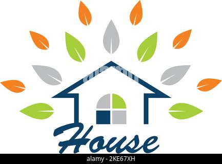 logo casa verde con colori allegri Illustrazione Vettoriale