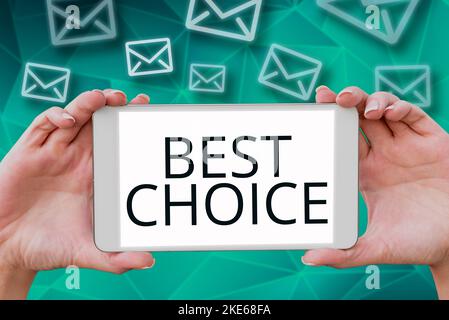 Visualizzazione concettuale scelta migliore. Concetto del Internet definito per essere l'opzione migliore un individuo dovrebbe andare per Foto Stock