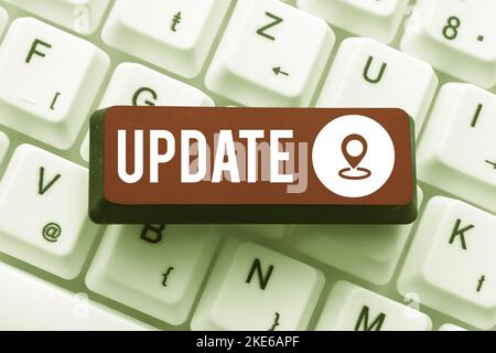 Aggiornamento delle didascalie concettuali. Approccio aziendale aggiornato come aggiungendo nuove informazioni o apportando correzioni Foto Stock