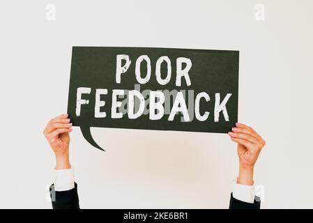 Testo che mostra ispirazione scarso feedback. Valutazione ridotta della vetrina aziendale fornita al prodotto e al servizio offerti Foto Stock