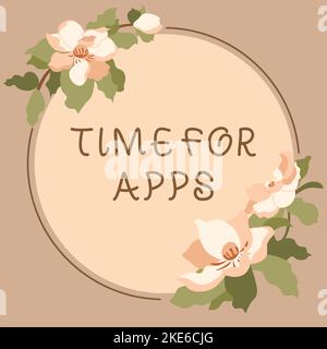 Didascalia di testo che presenta il tempo per le applicazioni. Parola scritta su fare uso di applicazioni o servizi utilizzando le tecnologie Foto Stock
