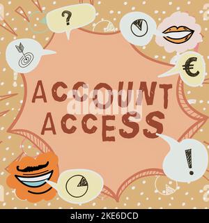 Visualizzazione concettuale dell'accesso all'account. Business Concept privilegio completo per i proprietari di gestire i propri dati personali Foto Stock