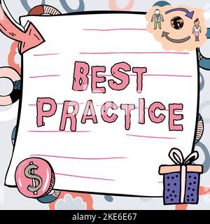 Testo che mostra le Best practice per l'ispirazione. Panoramica aziendale orientamento selettivo idee comprovate per il successo e l'efficacia Foto Stock
