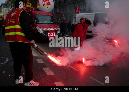 à mobilier pour les salaires en Paris, la cgt n'a pas réussie à mobilizer en nombre les différentes succursali professionnelle Foto Stock