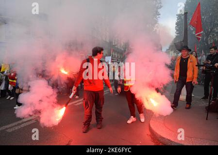 à mobilier pour les salaires en Paris, la cgt n'a pas réussie à mobilizer en nombre les différentes succursali professionnelle Foto Stock