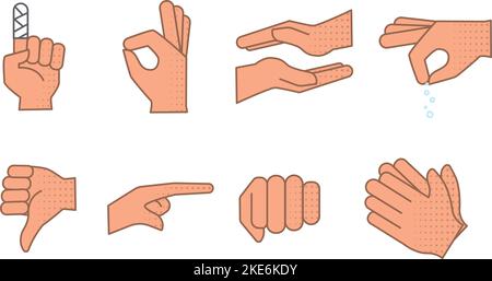 Set di diversi gesti della mano icona vettore Illustrazione Vettoriale