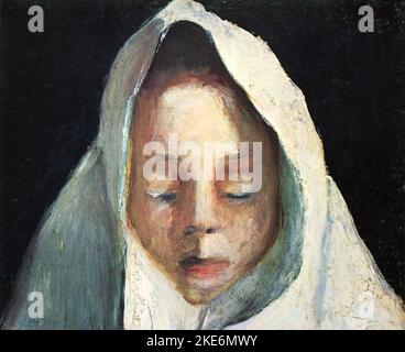 Paula Modersohn-Becker - vita morta, testa del bambino con panno bianco - c1900 Foto Stock