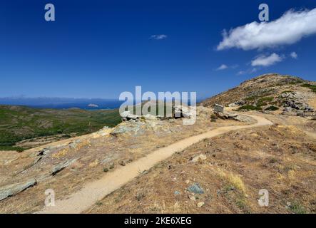 Punto panoramico Rogliano sulla penisola di Cap Corse, situata all'estremità settentrionale dell'isola. Foto Stock