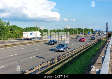 M1 autostrada da Leicester Forest East M1 Services, Leicester, Leicestershire, Inghilterra, Regno Unito Foto Stock