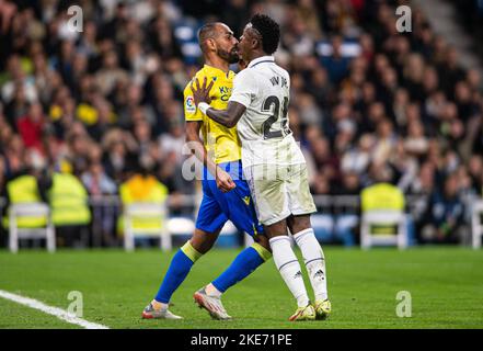 Madrid, Spagna. 10th Nov 2022. La Liga incontro di calcio spagnolo la Liga Real Madrid vs Cadice allo stadio Santiago Bernabeu, 10 novembre 2022. Vinicius 900/Cordon Press Credit: CORDON PRESS/Alamy Live News Foto Stock