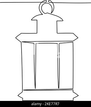 Disegno a linea continua della lanterna per ramadan kareem. Illustrazione vettoriale Illustrazione Vettoriale