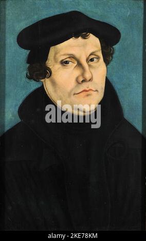 Martin Luther, 1528, Pittura di Lucas Cranach il Vecchio, Martin Luther (1483 – 1546) sacerdote, teologo e autore tedesco Foto Stock