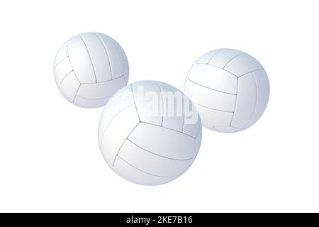 Tre palline da pallavolo isolate su sfondo bianco. rendering 3d Foto Stock