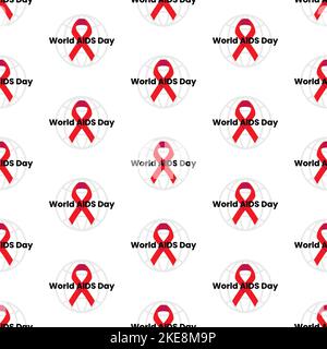 World AIDS Day - icona UI UX, banner grafica, clipart vettoriale con nastro rosso, sfondo senza cuciture Illustrazione Vettoriale