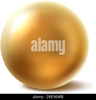 icona vettoriale realistica. Pallina d'oro, perla d'oro o bolla. Isolato su sfondo bianco. Illustrazione Vettoriale