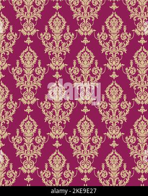 Sfondo motivo senza cuciture Damask vettoriale. Classico lusso antico ornamento damascato, reale vittoriano texture senza cuciture per sfondi, tessuti. Illustrazione Vettoriale