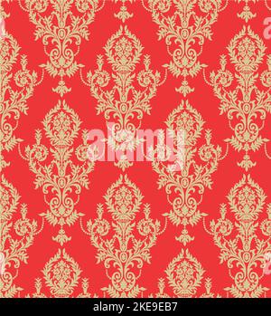 Sfondo motivo senza cuciture Damask vettoriale. Classico lusso antico ornamento damascato, reale vittoriano texture senza cuciture per sfondi, tessuti. Illustrazione Vettoriale