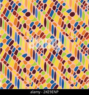 Astratto casuale Art. Concetto di punto di inchiostro senza giunture. Blu Flying Explosion Color. Punto colore Piccolo retro Polka sfondo. Disegno del carino del modello dell'arcobaleno. Illustrazione Vettoriale