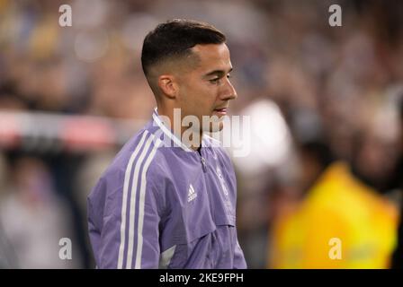 10th novembre 2022; Stadio Santiago Bernabeu, Madrid, la Liga Santander, Real Madrid CF contro Cadice CF; Lucas Vazquez Foto Stock